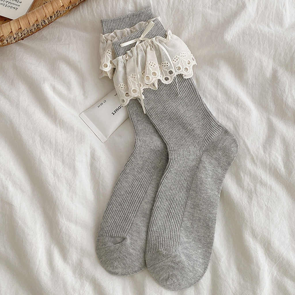 Anna-Kaci Women's Summer Ruffled Lace - Trim Ankle Socks 6Pk