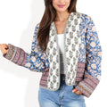 Patchwork Open Front Jacket with Floral and Geometric Prints