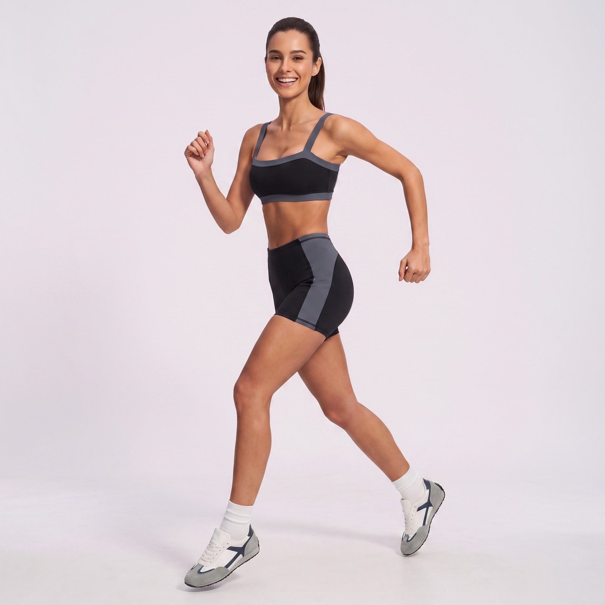 Square Neck Sports Bra with Slim Straps for Running Gym Training and Everyday Activewear