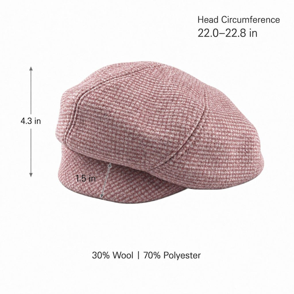 Wool Blend Houndstooth Beret Hat Vintage Painter Cap for Fall Winter