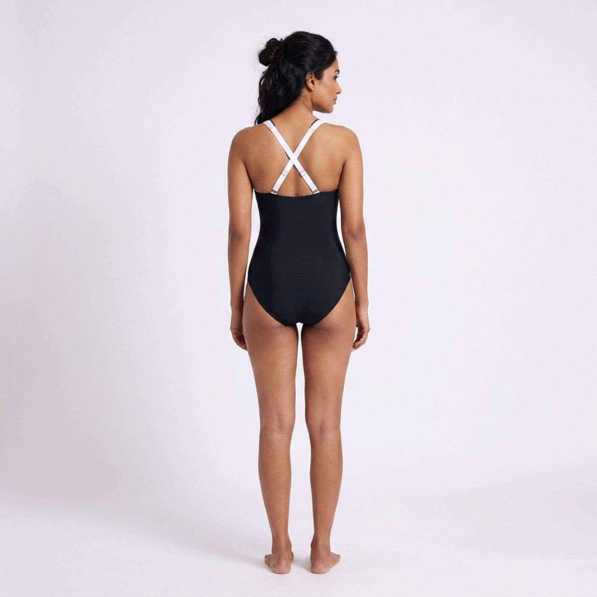 Anna-Kaci Swim Womens One Piece Swimsuit with V Neck Contrast Trim Scallop Detail and Adjustable Crisscross Straps