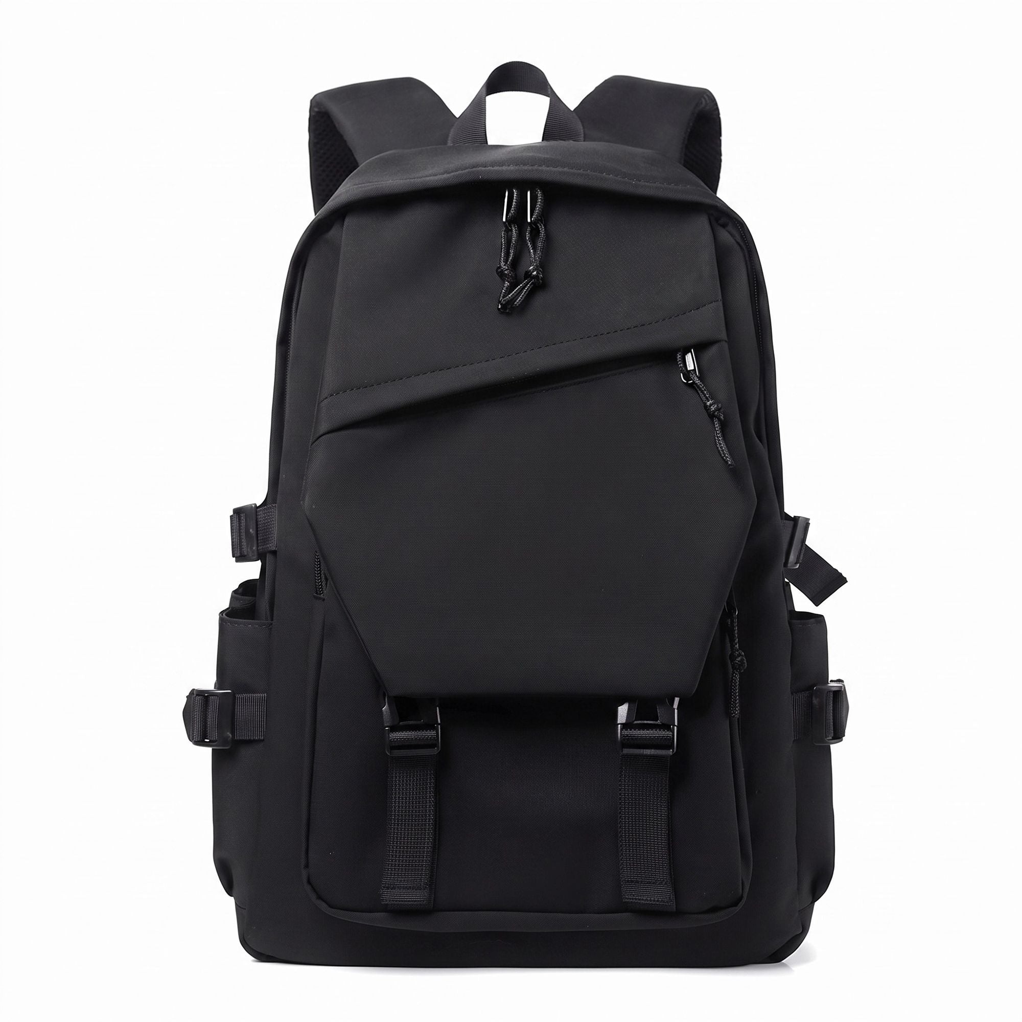 Large Laptop Backpack with Front Flap Pocket Buckle Straps Side Pockets and Padded Shoulder Straps