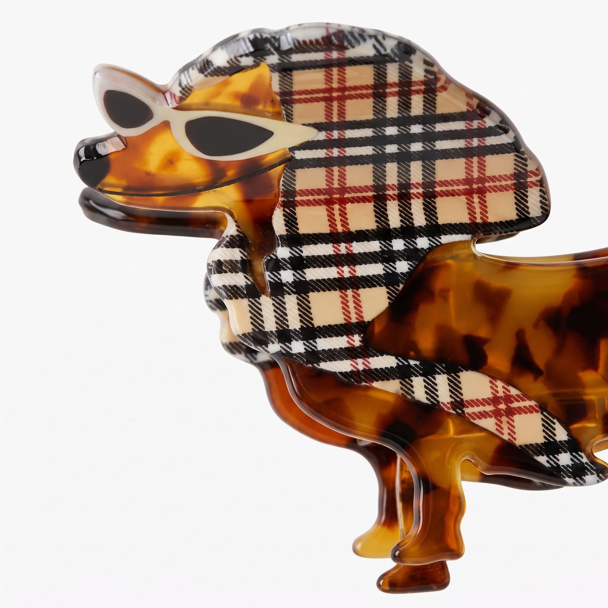 3pc Dachshund Dog Hair Claw Clip Set Tortoiseshell Pattern Hair Accessories