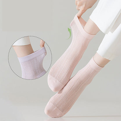 Anna-Kaci Womens Lightweight Breathable Crew Socks 4-Pack Delicate Knit Pattern Soft Stretch Comfort Fit