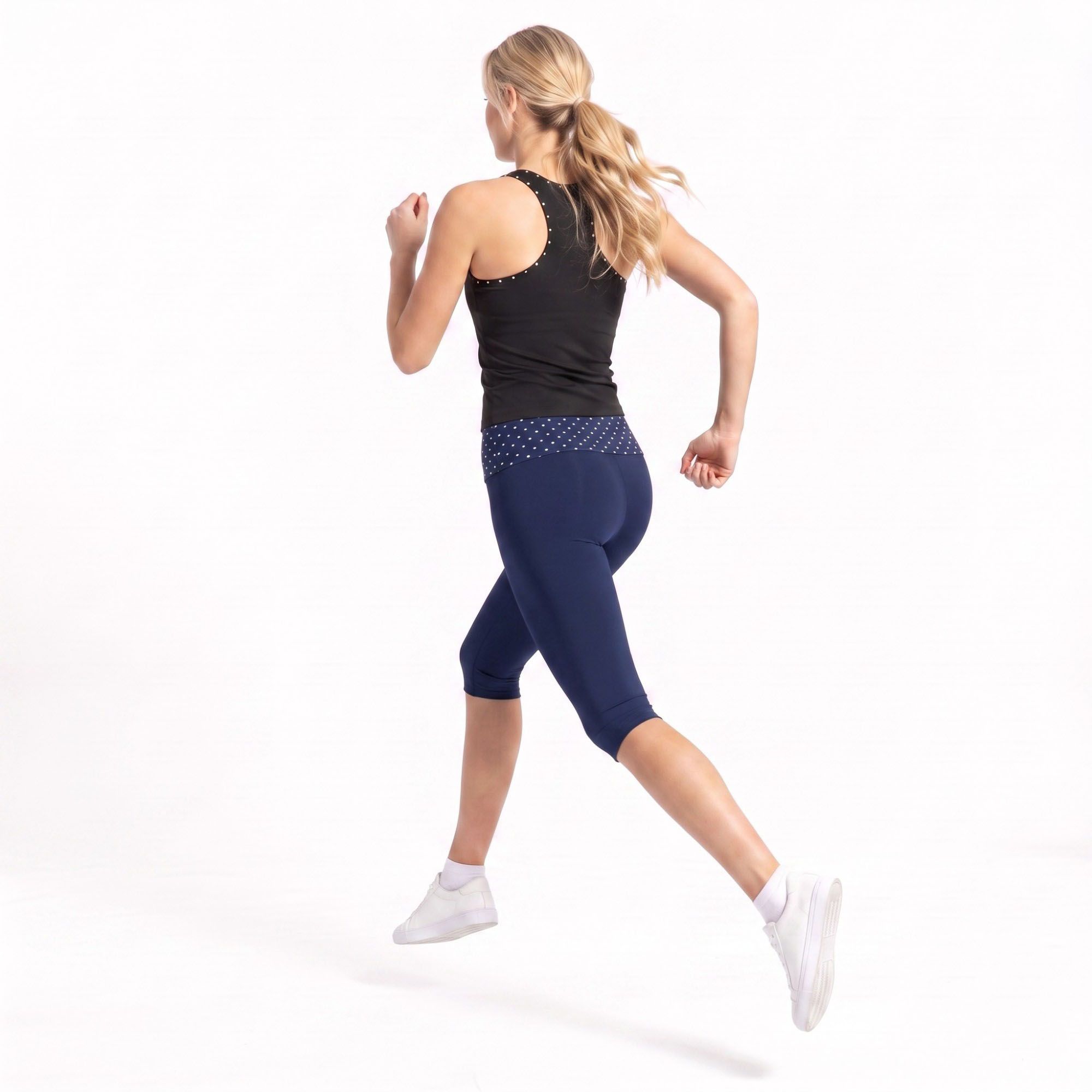 Polka Dot Foldover Waist Capri Leggings Fitted Cropped Yoga Pants for Gym Workouts Dance