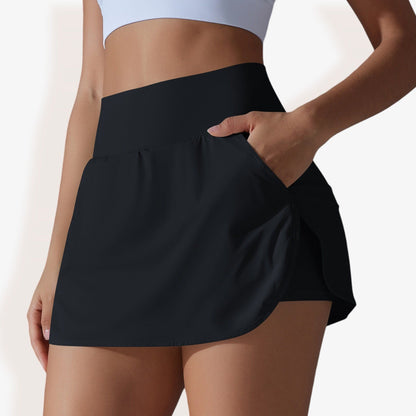 Pantalones cortos deportivos con cintura alta y detalle de bolsillo para mujer de Anna-Kaci