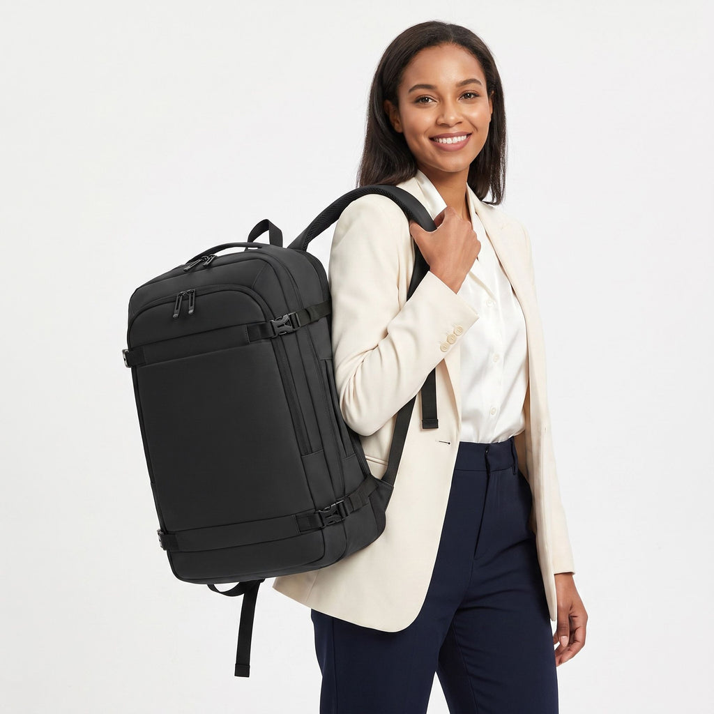 Large Travel Backpack with Compression Straps Multiple Compartments and Padded Shoulder Straps