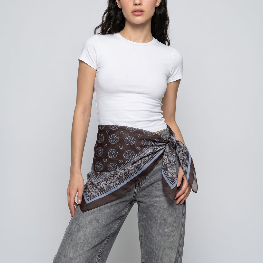 Lightweight Square Scarf with Sheer Fabric and Multi-Way Wrap Design