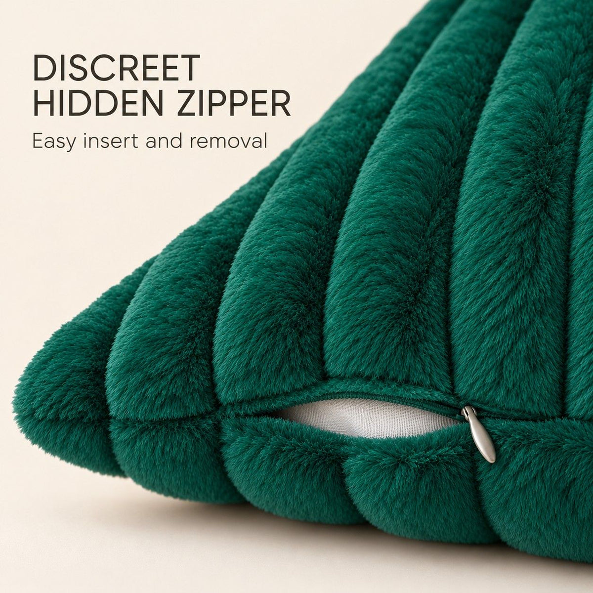 Double Sided Plush Corduroy Throw Pillow Cover 18 x 18 Inch Wide Stripe Texture