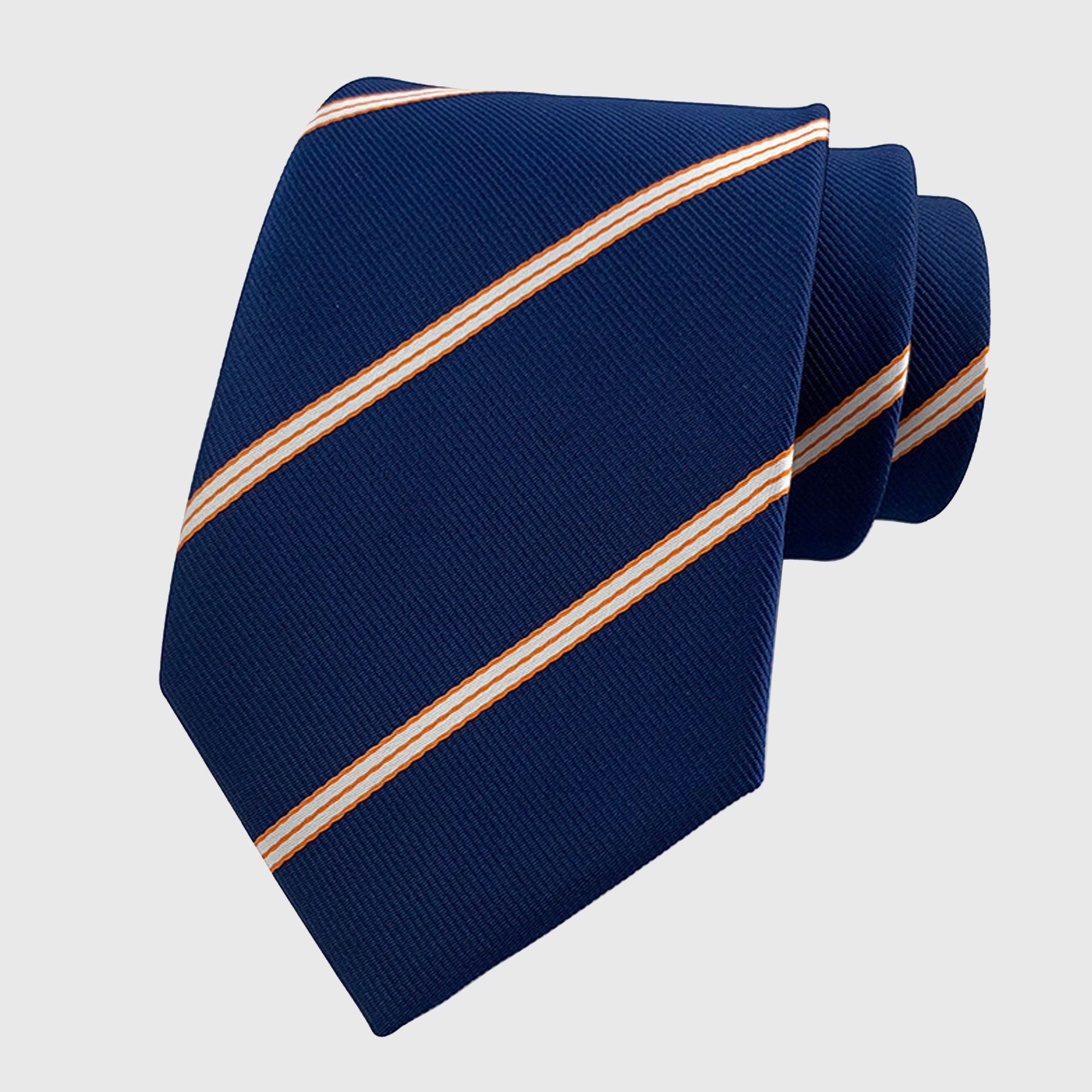 Anna-Kaci Men's Polyester Filament Tie with White Diagonal Stripes - Formal/Casual Necktie for Business, Weddings & Daily Wear