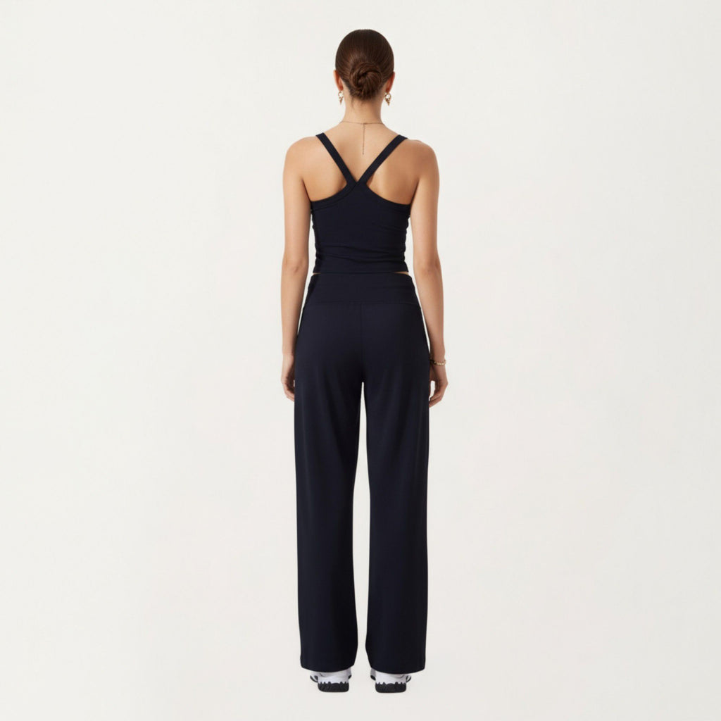 Anna-Kaci Active Women's Square Neck Ribbed Knit Cropped Tank Top with Wide Shoulder Straps
