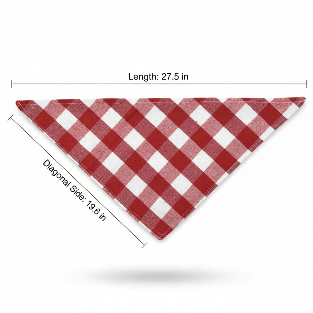Red Plaid Pet Bandana Scarf Tie-On Triangle Neck Accessory Classic Buffalo Check
