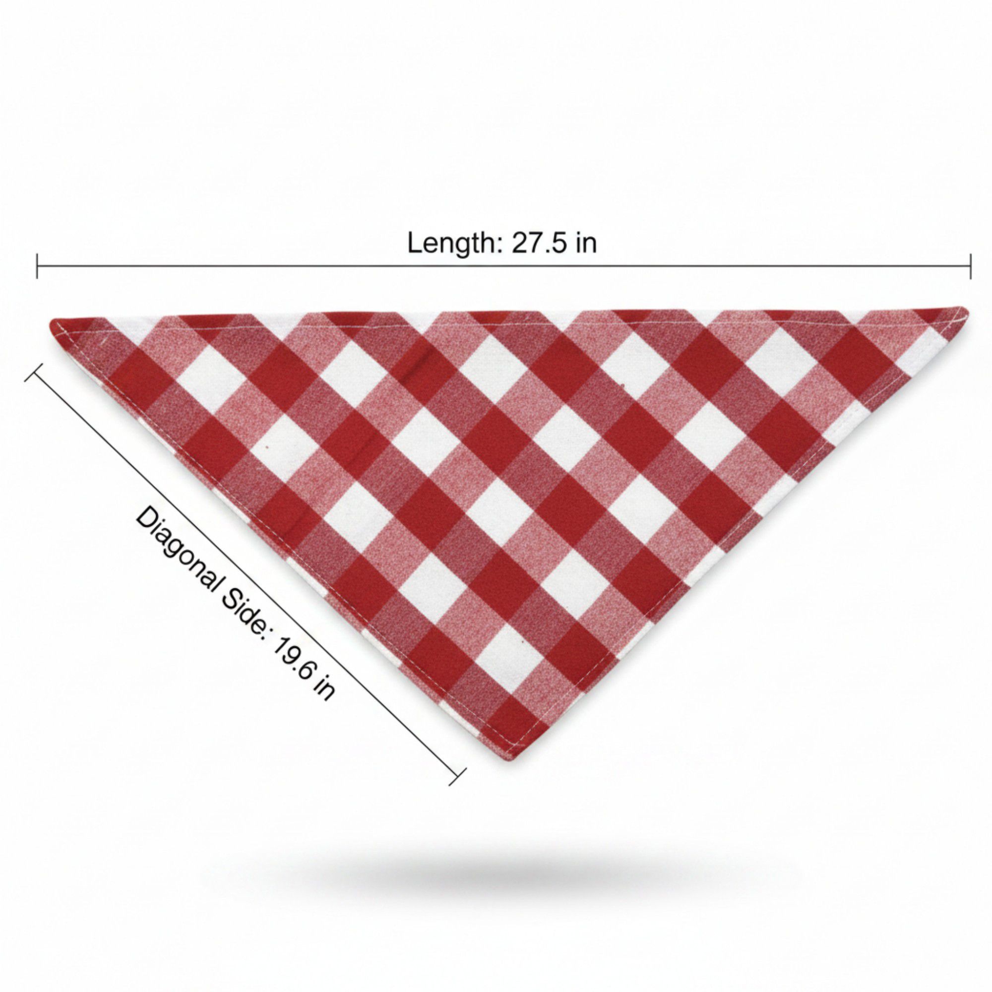 Red Plaid Pet Bandana Scarf Tie-On Triangle Neck Accessory Classic Buffalo Check