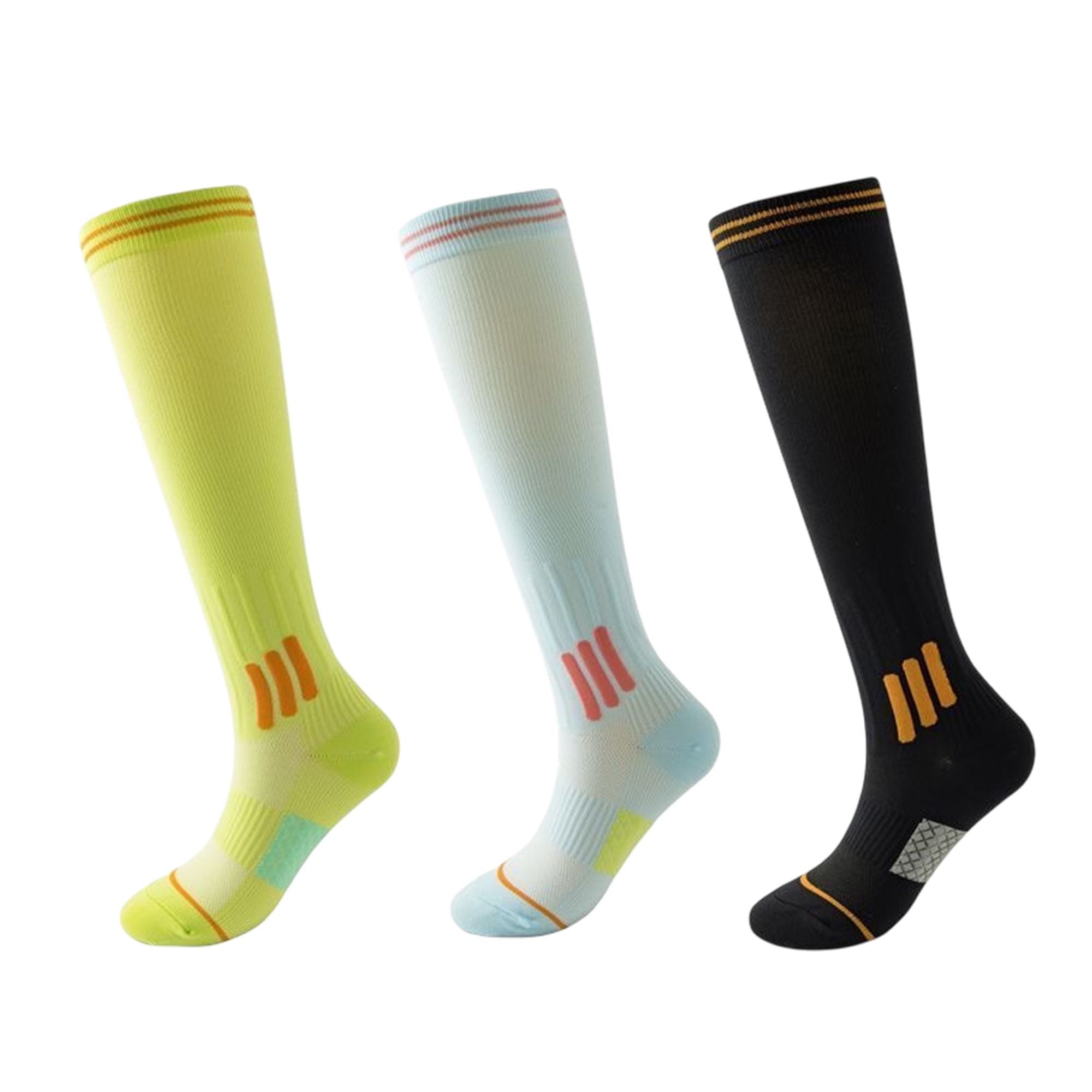 Anna-Kaci 3-Pair Set Knee-High Compression Athletic Socks Breathable Anti-Slip Support Design for Running and Jump Rope