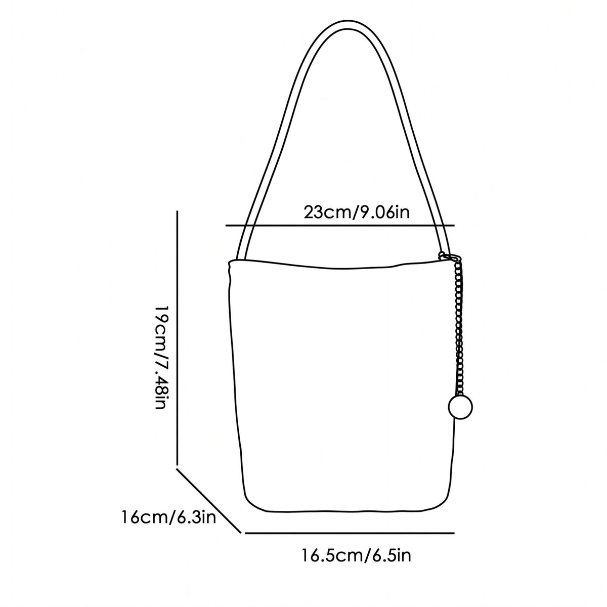Faux Suede Bucket Shoulder Bag with Chain Accent