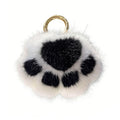 2-PC Plush Paw Print Faux Fur Keychain with Metal Clip