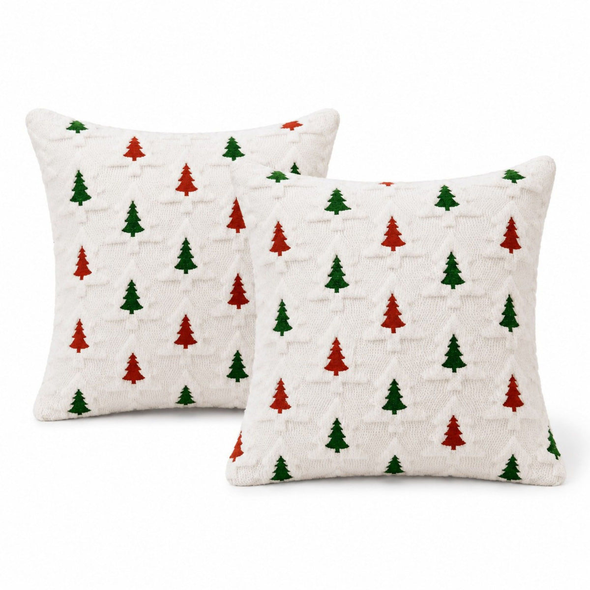 2 Pack Christmas Tree Pom Pom Decorative Throw Pillow Covers