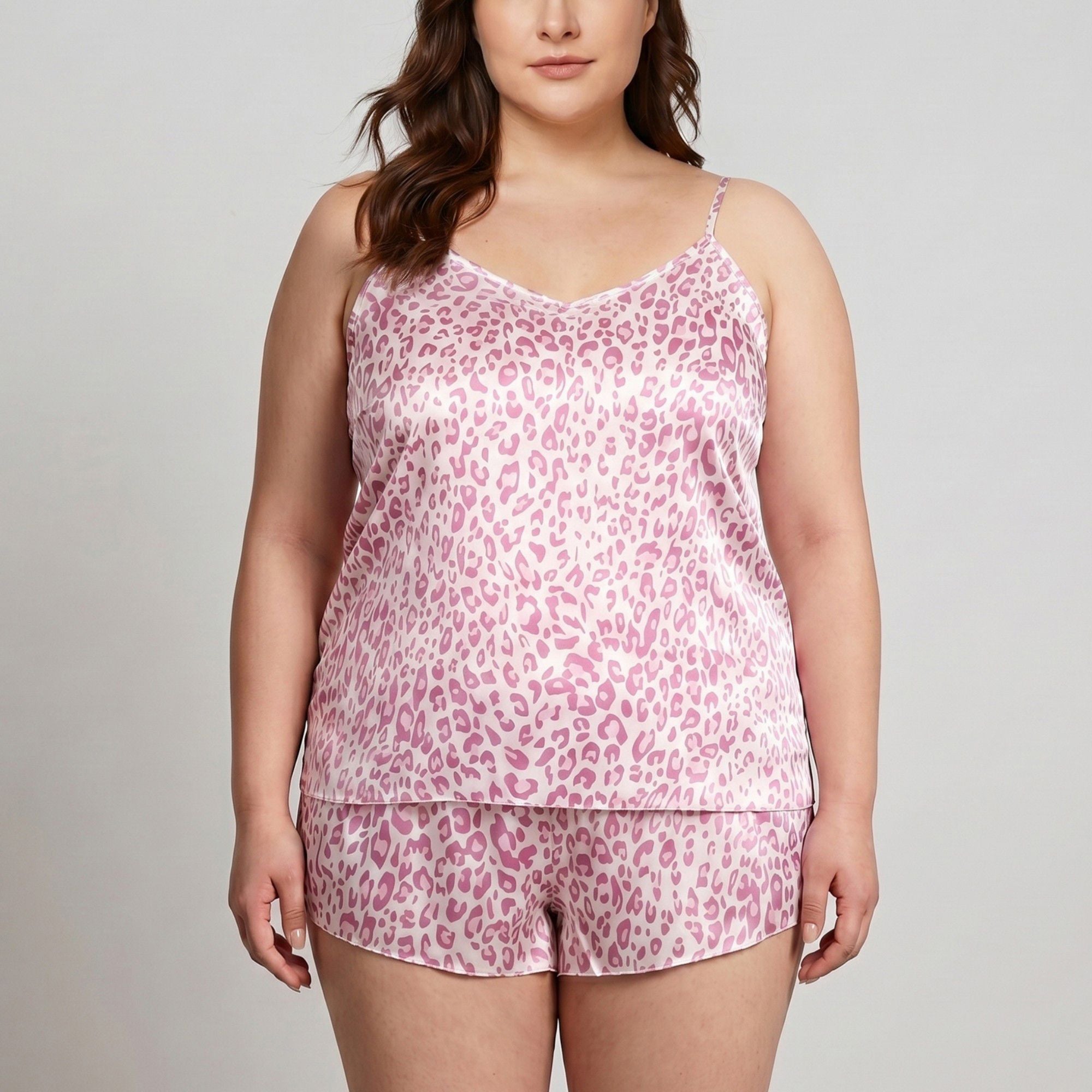 Anna-Kaci Lounge Women's Leopard Print Camisole and Shorts Pajama Set, Soft and Comfortable Sleepwear for Relaxation