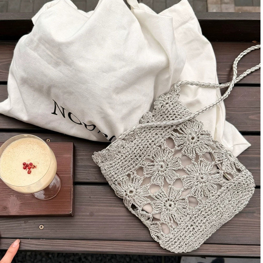 Hand-Crocheted Small Crossbody Bag with Hollow Flower Design for Casual Everyday Wear