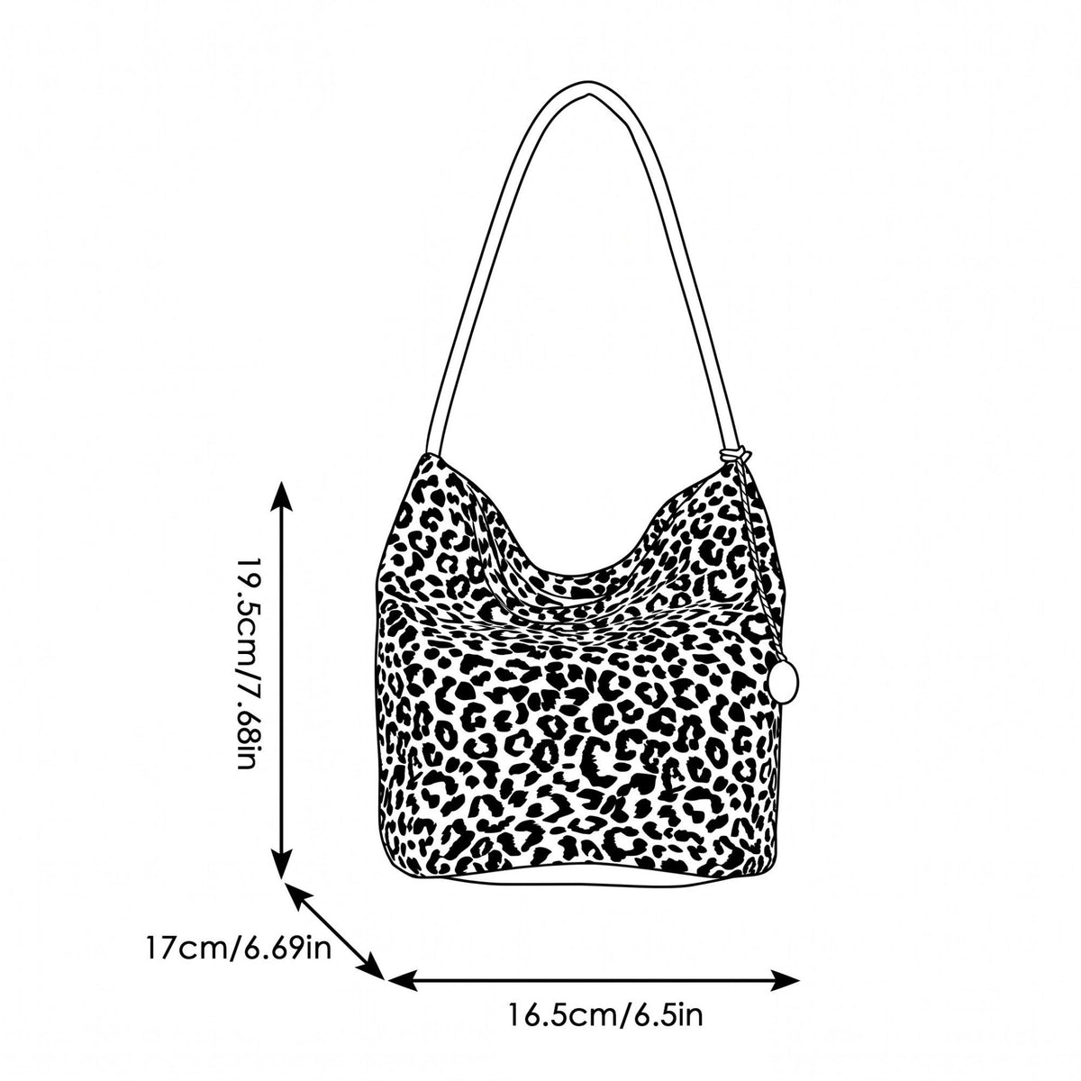Leopard Print Bucket Shoulder Bag with Chain Charm