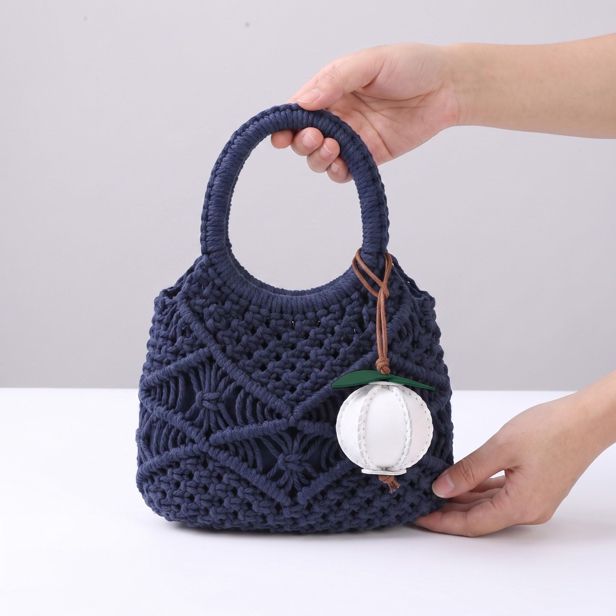 2-Piece Womens Faux Leather Bag Charm with Cord Loop Leaf Accent and Textured Stitch Detail