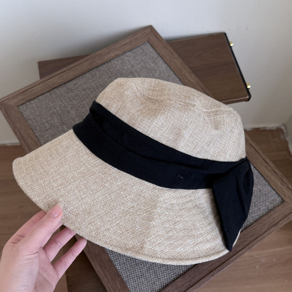 Wide Brim Sun Hat with Bow Accent
