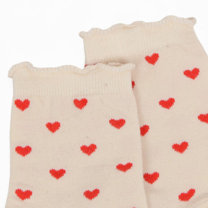 Anna-Kaci Women's Ankle Socks with Allover Heart Print and Soft Ribbed Cuff Trim