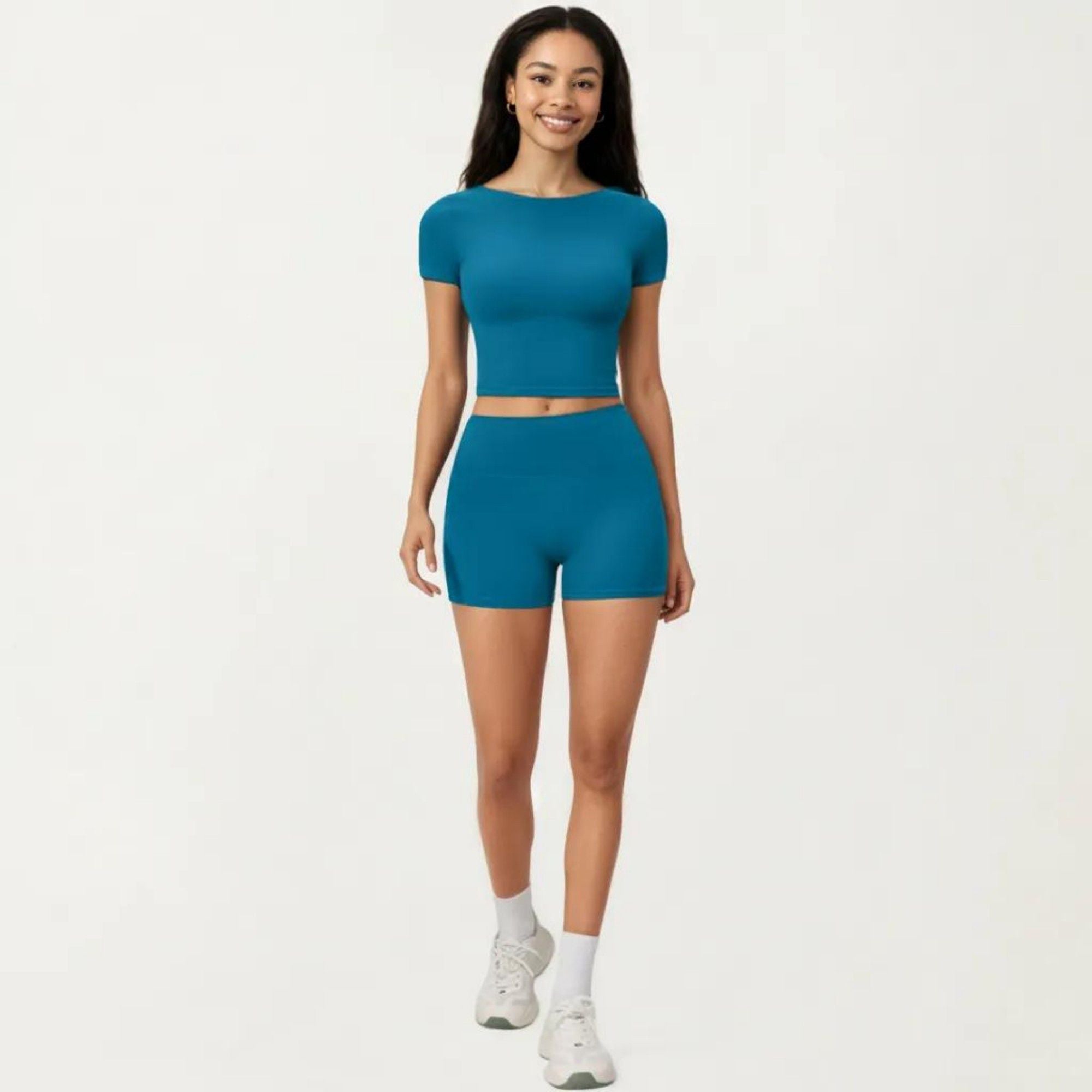 Anna-Kaci Active Women's Short Sleeve Cropped Active Top with Crew Neck and Smooth Stretch Fit