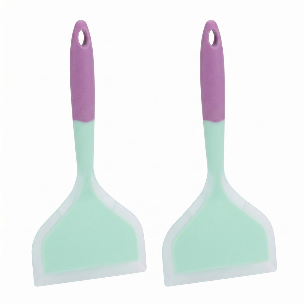 2-Piece Silicone Bench Scraper Set with Flexible Edge and Hanging Handles