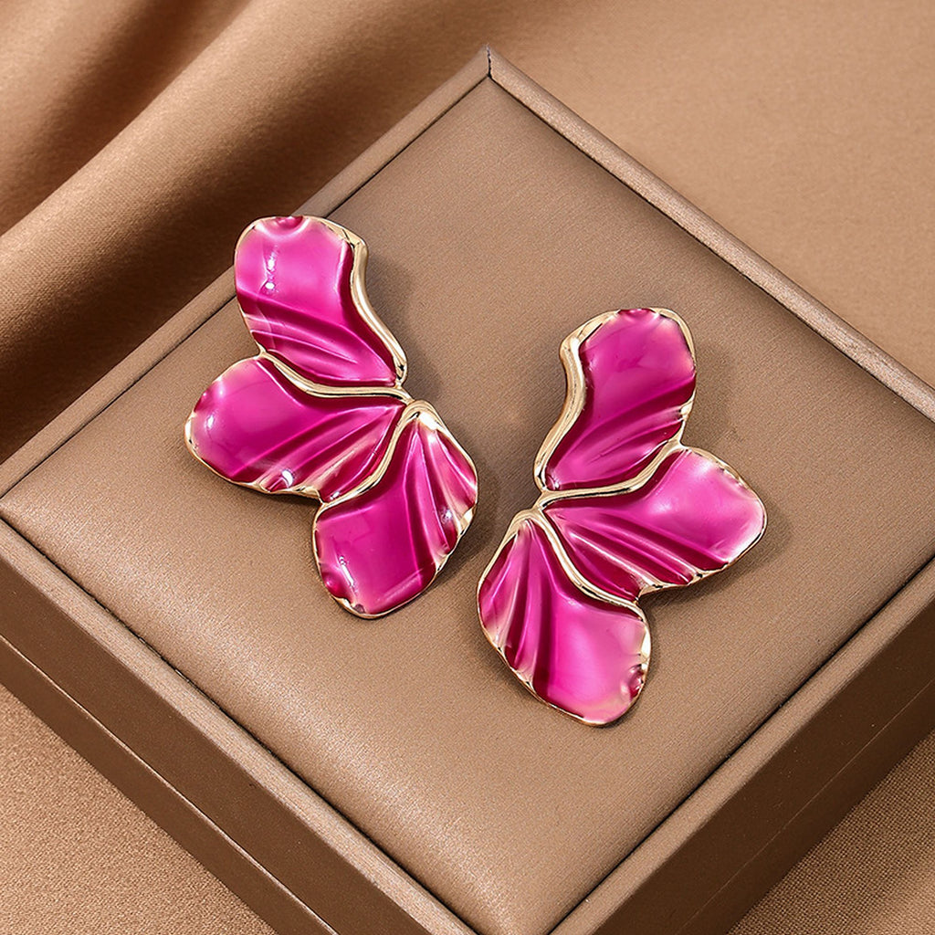 Women's Enamel Flower Statement Earrings