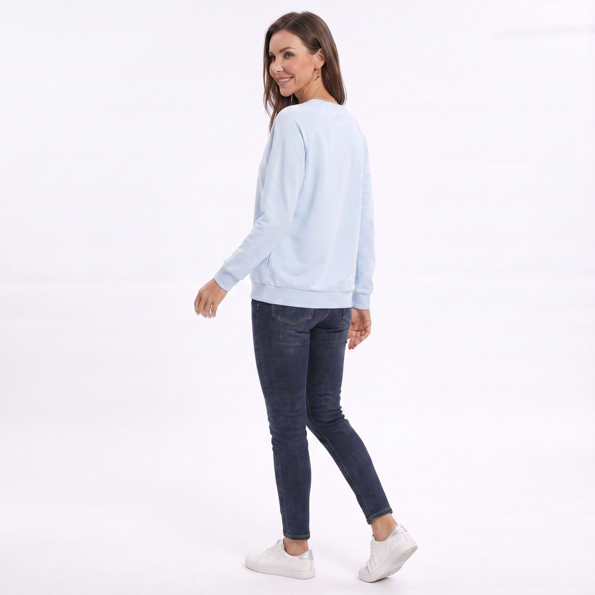 Long Sleeve V-Neck Sweatshirt with Raglan Sleeves