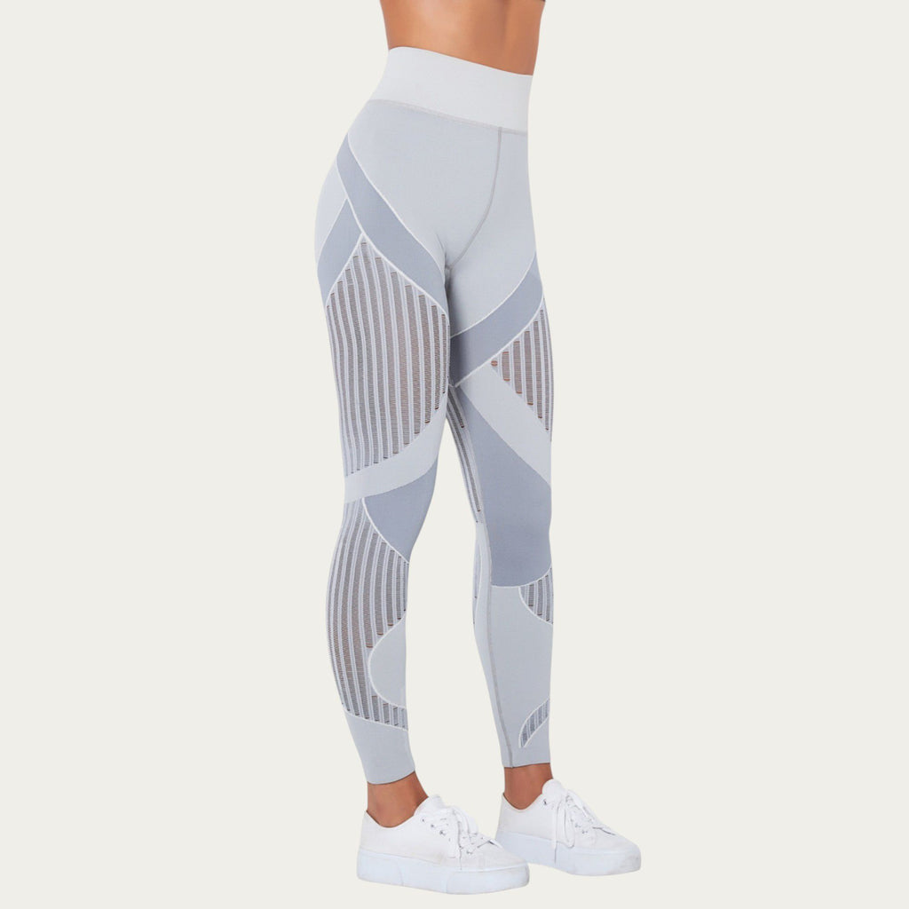 Anna-Kaci Active Women's Seamless Patterned Leggings with Ribbed Details and Contouring Panels