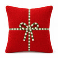 Christmas Bow Throw Pillow Cover Square Plush Decorative Cushion Cover
