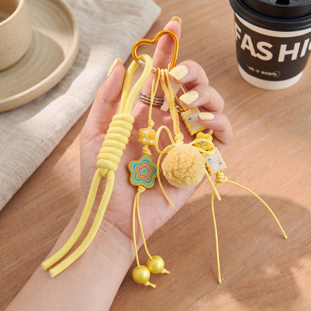 Bag Charm with Hanging Strap and Decorative Accents