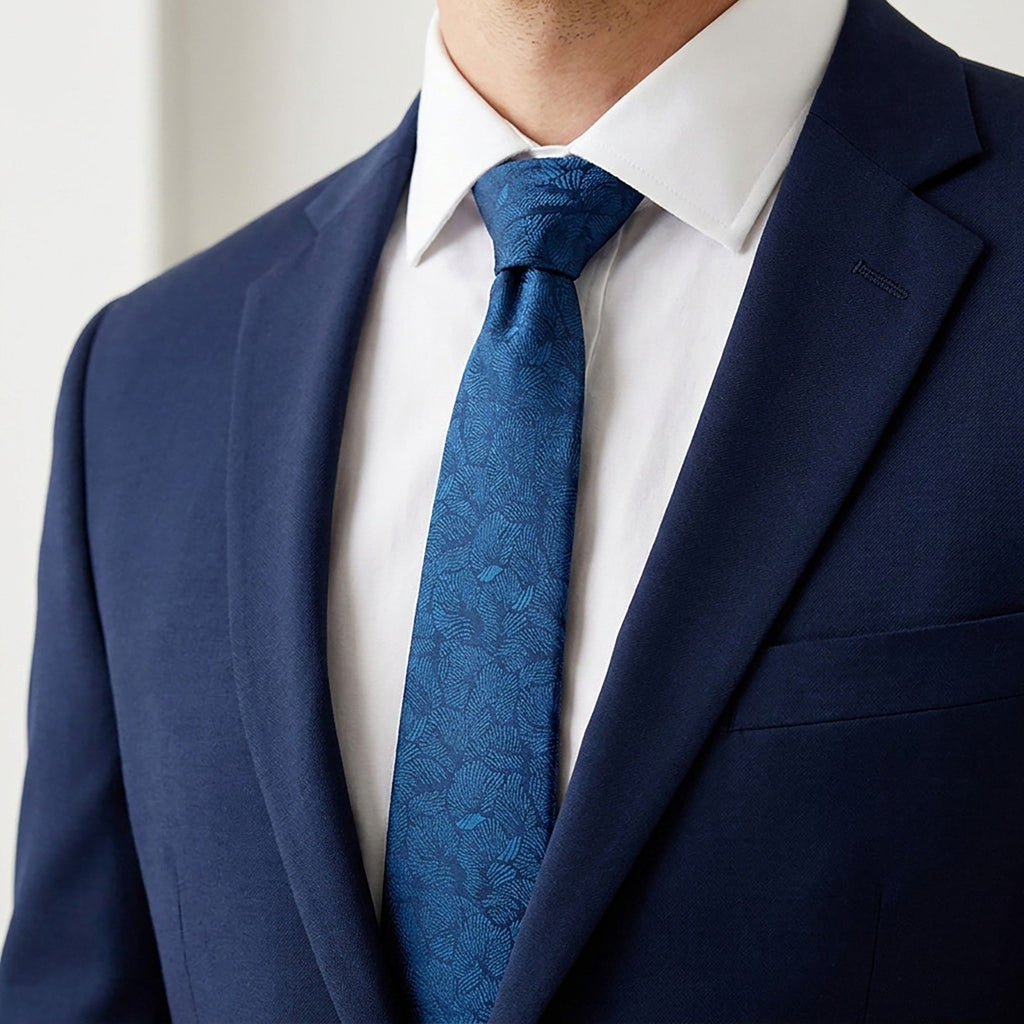 Men's Floral Print Tie with Woven Botanical Pattern and Classic Tapered Design