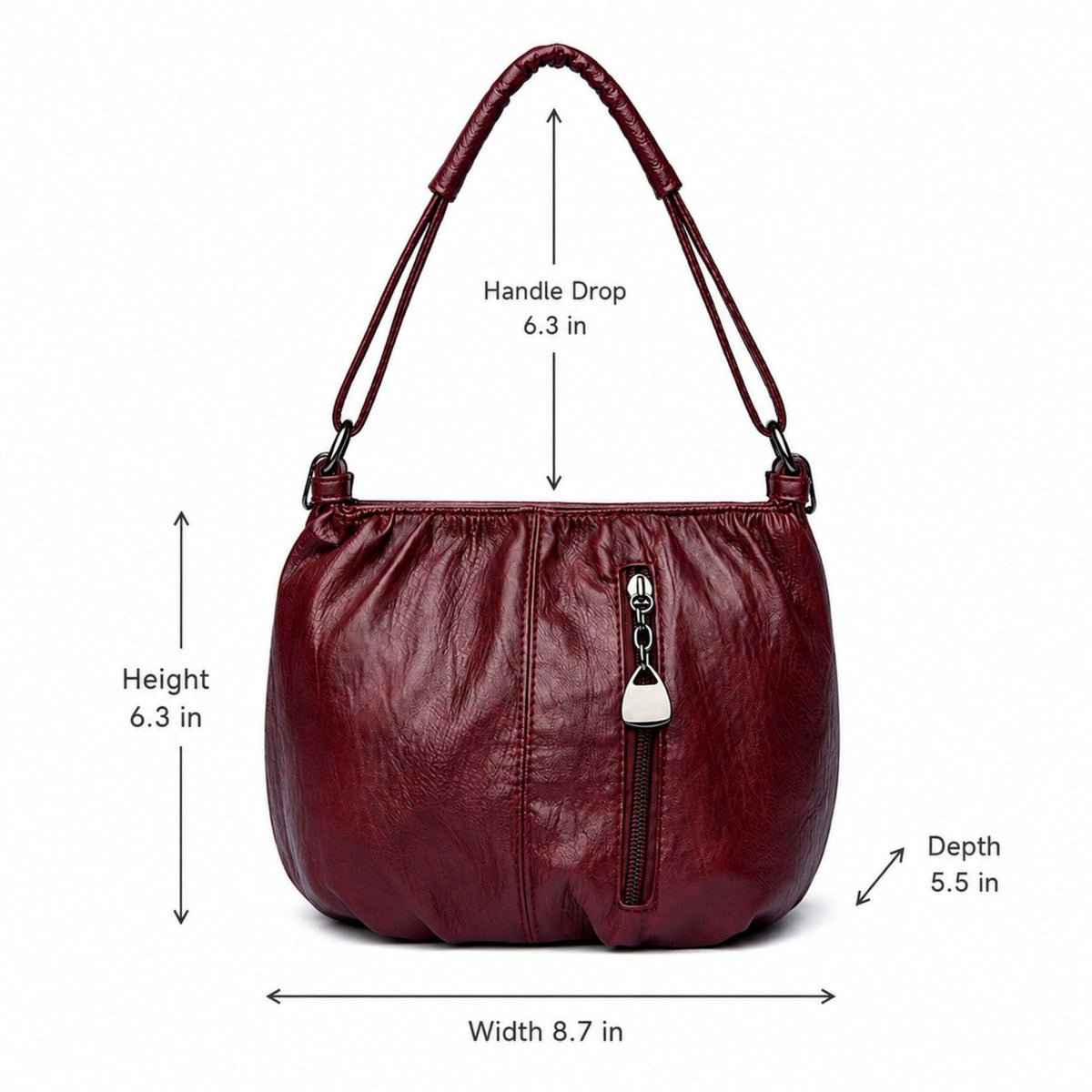Soft Ruched Faux Leather Shoulder & Crossbody Bag