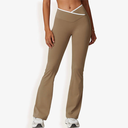 High Waist Crisscross Yoga Pants Flare Leg for Active and Casual Wear