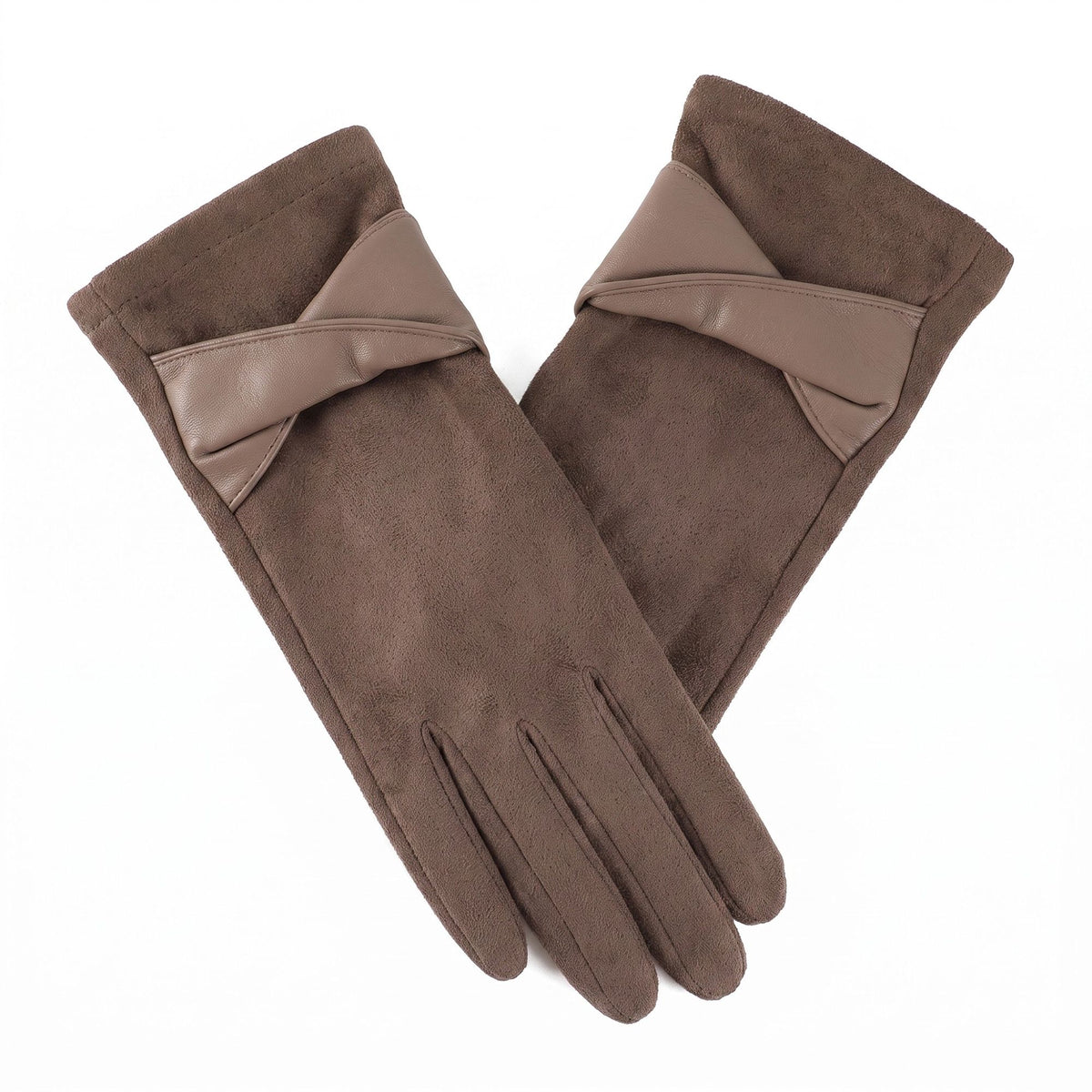 Bow Detail Full Finger Gloves with Soft Textured Finish