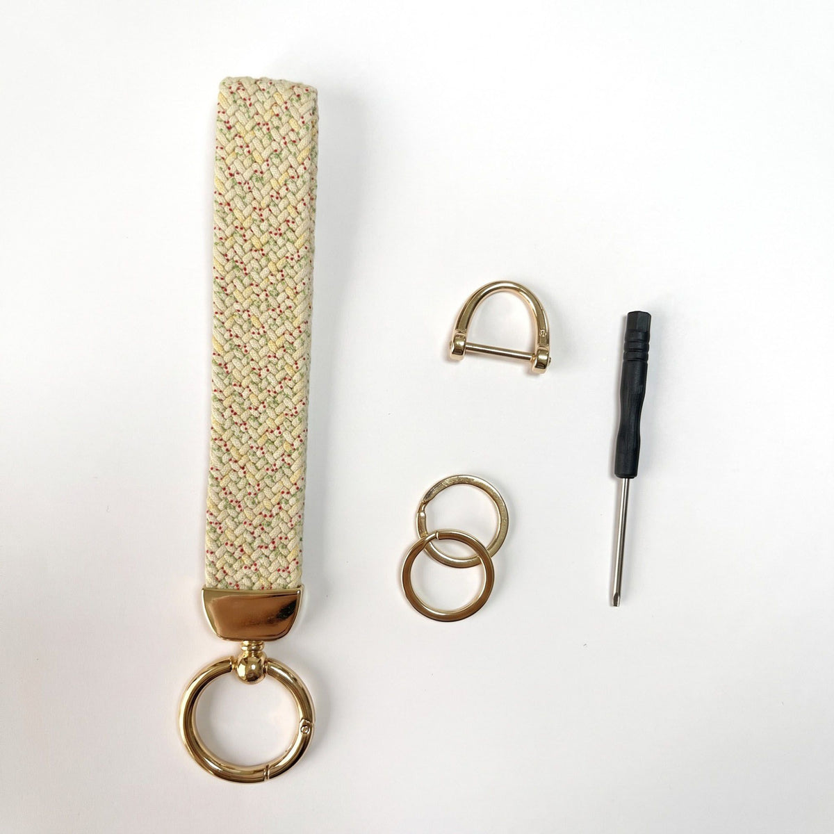 Woven Wristlet Keychain Strap with Hardware Kit
