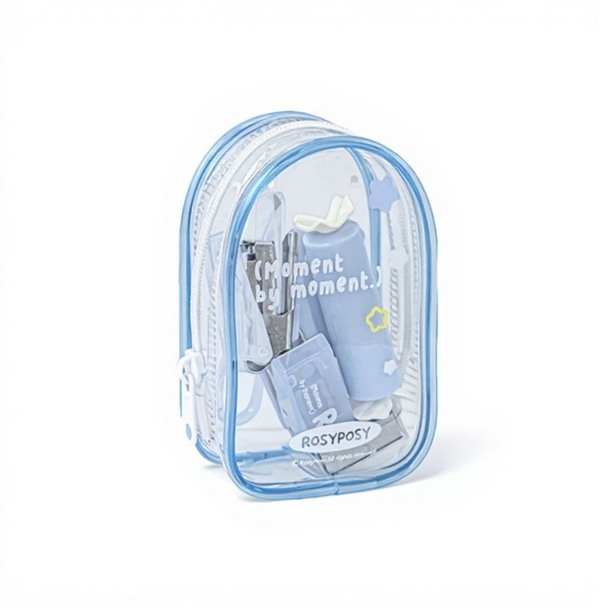 Portable Stationery Supply Set with Clear Zipper Case for School and Office Use 4.2x2.5x1.5 in