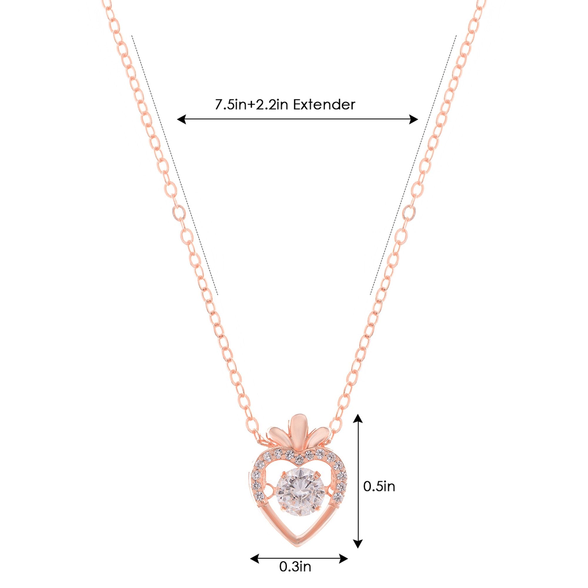 Radish Heart-Shaped Pendant Necklace with Clear Crystal Center