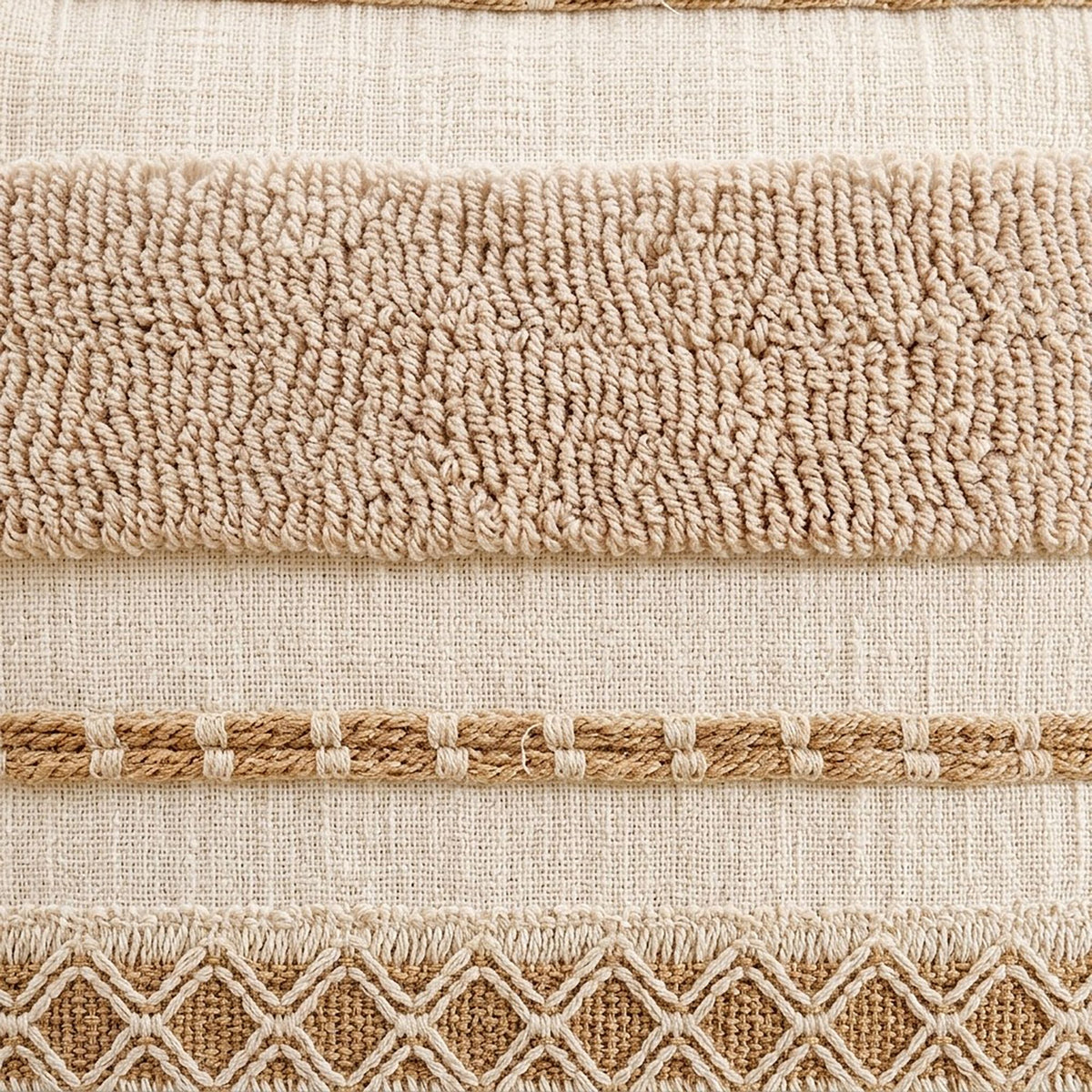 Boho Neutral Textured Accent Throw Pillow Cover