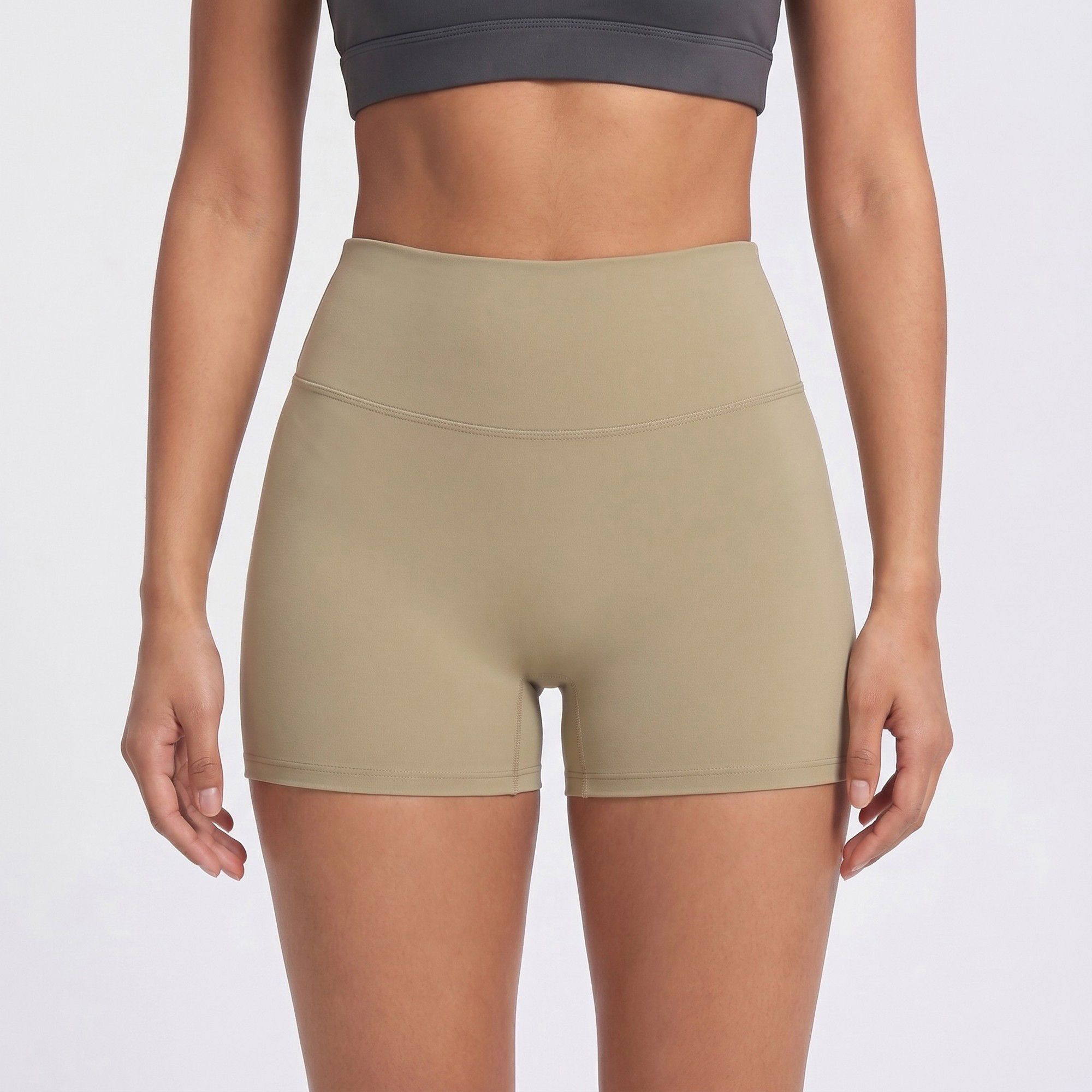 High Waist Workout Biker Shorts Wide Waistband Yoga Training Active Shorts