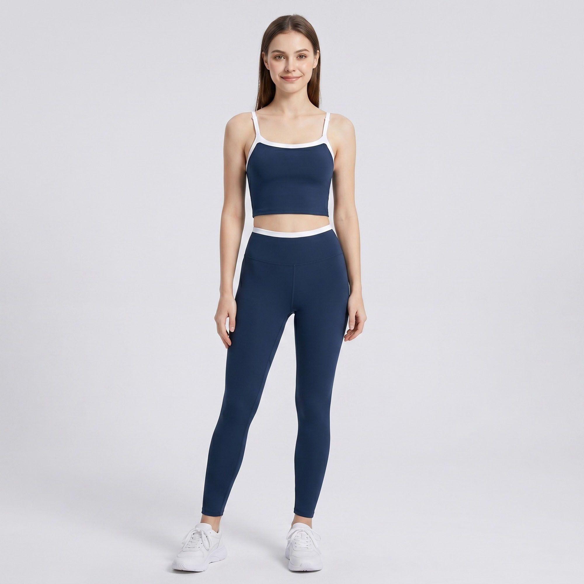 Padded Sleeveless Longline Sports Bra Tank Top Scoop Neck Workout Yoga Crop Top