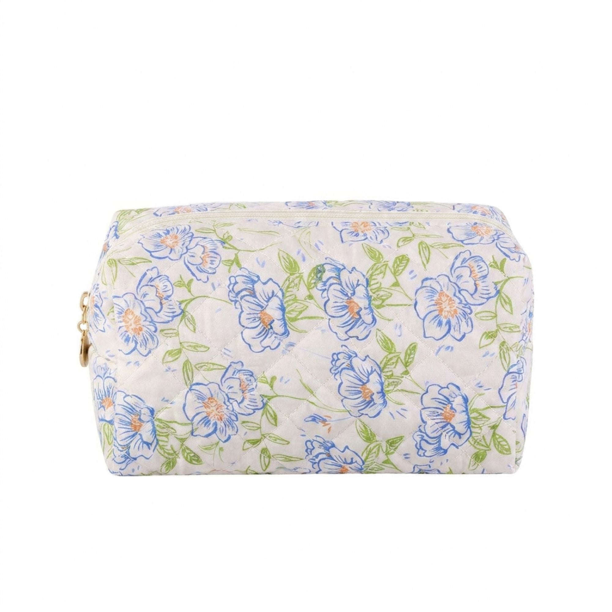 Bolsa de Maquillaje Acolchada Floral Neceser de Viaje con Cierre de Cremallera