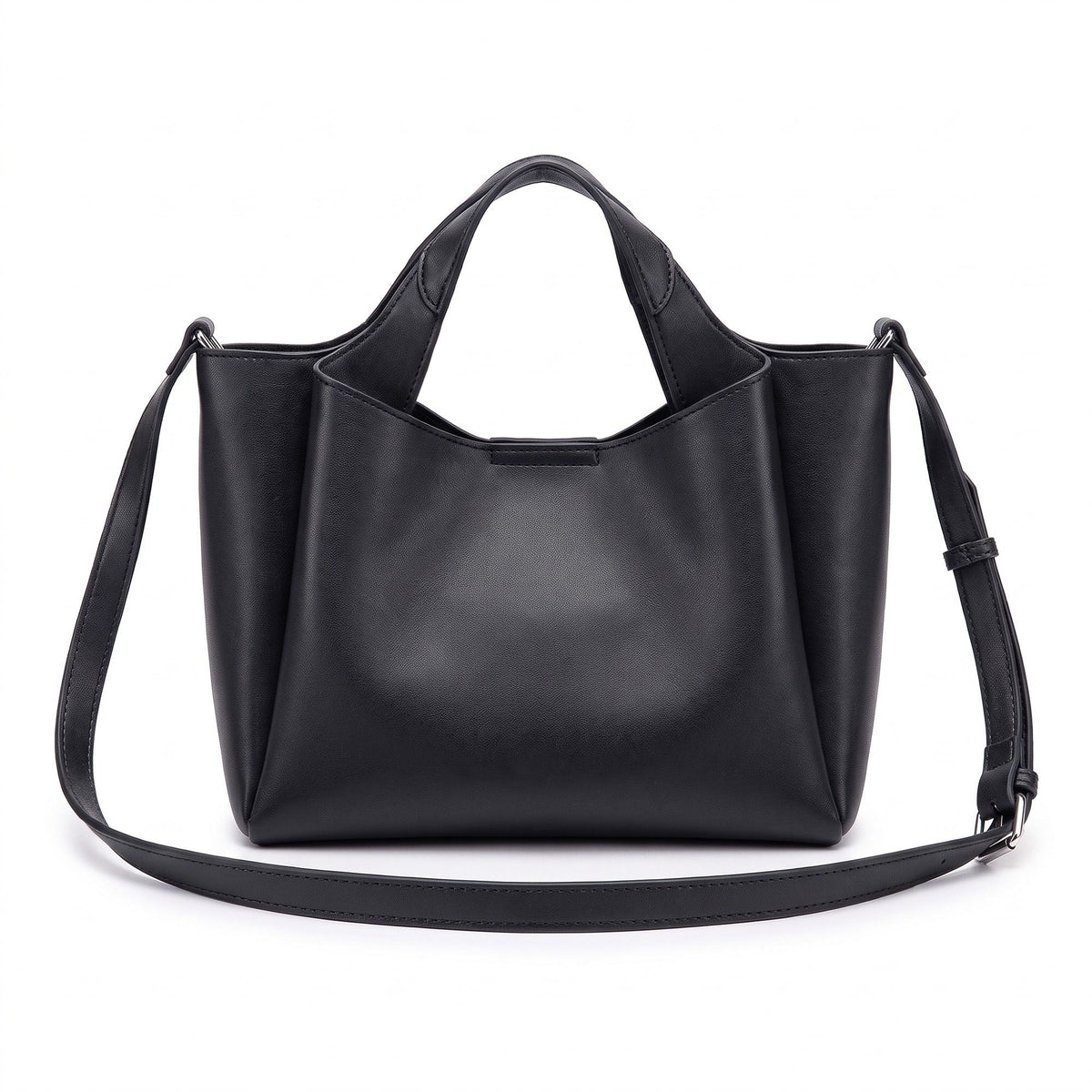 Structured Tote Handbag with Top Handles and Detachable Shoulder Strap