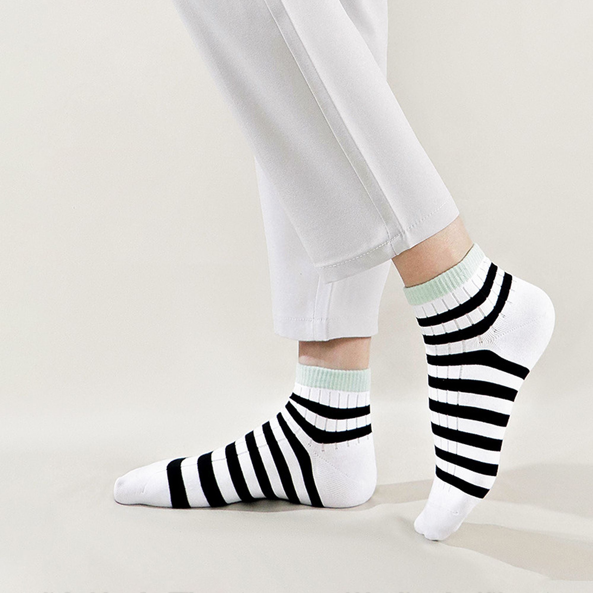 Anna-Kaci Men's 6pk Striped Casual Breathable Cotton Ankle Socks