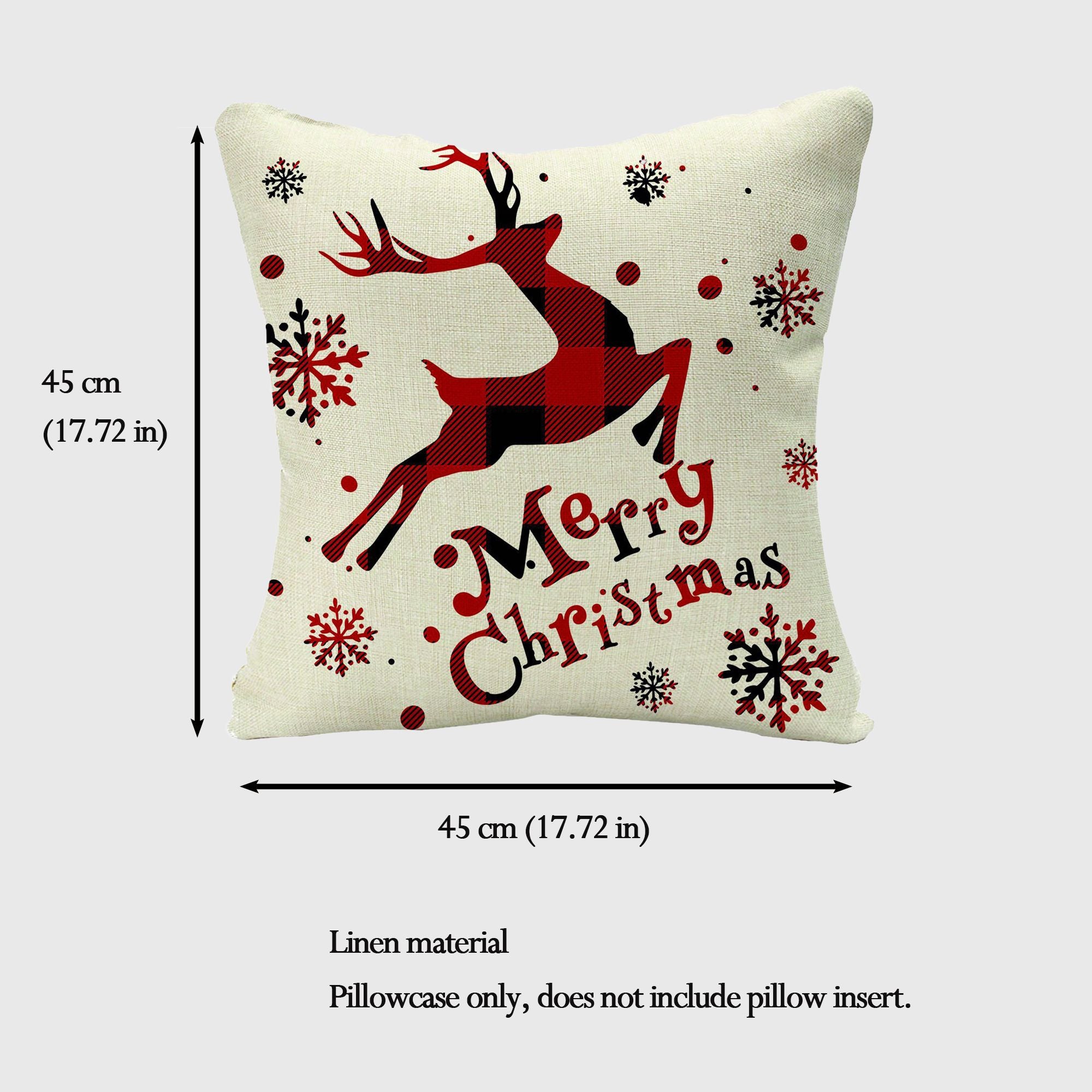 Anna-Kaci Christmas Gingham Throw Comfortable Pillow Cover 18x18in