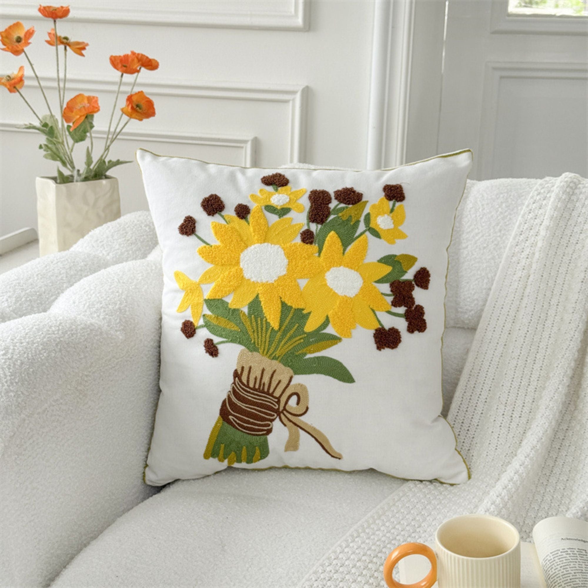 17.7*17.7in Canvas Throw Pillow Decorative Cushion for Home