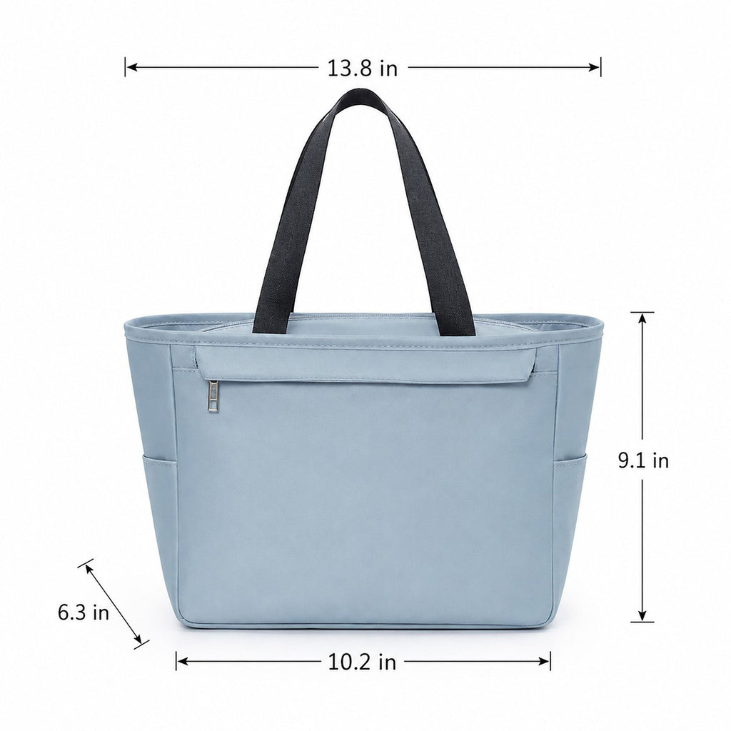 Insulated Tote Lunch Bag with Zipper Pockets and Long Handles